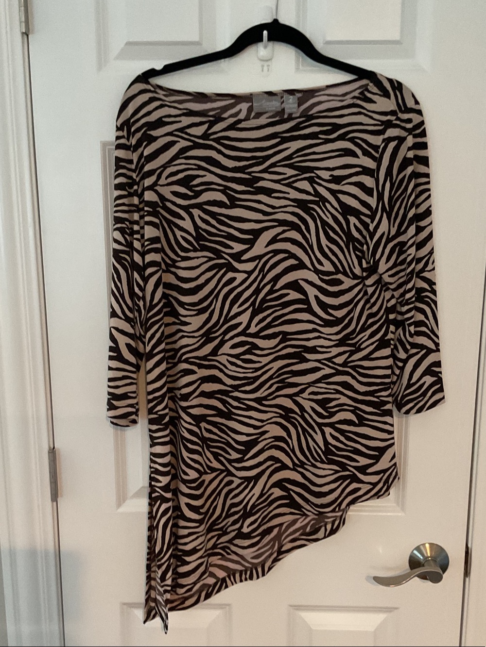 Chico's Beige and Black Zebra-Print Tunic